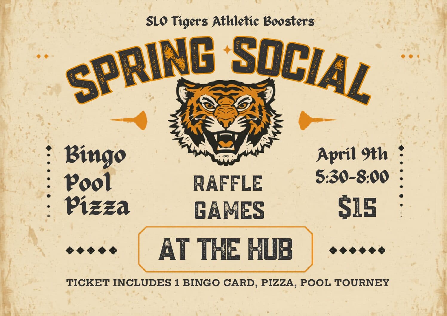 Retro Tiger flyer — SLOTAB Spring Social