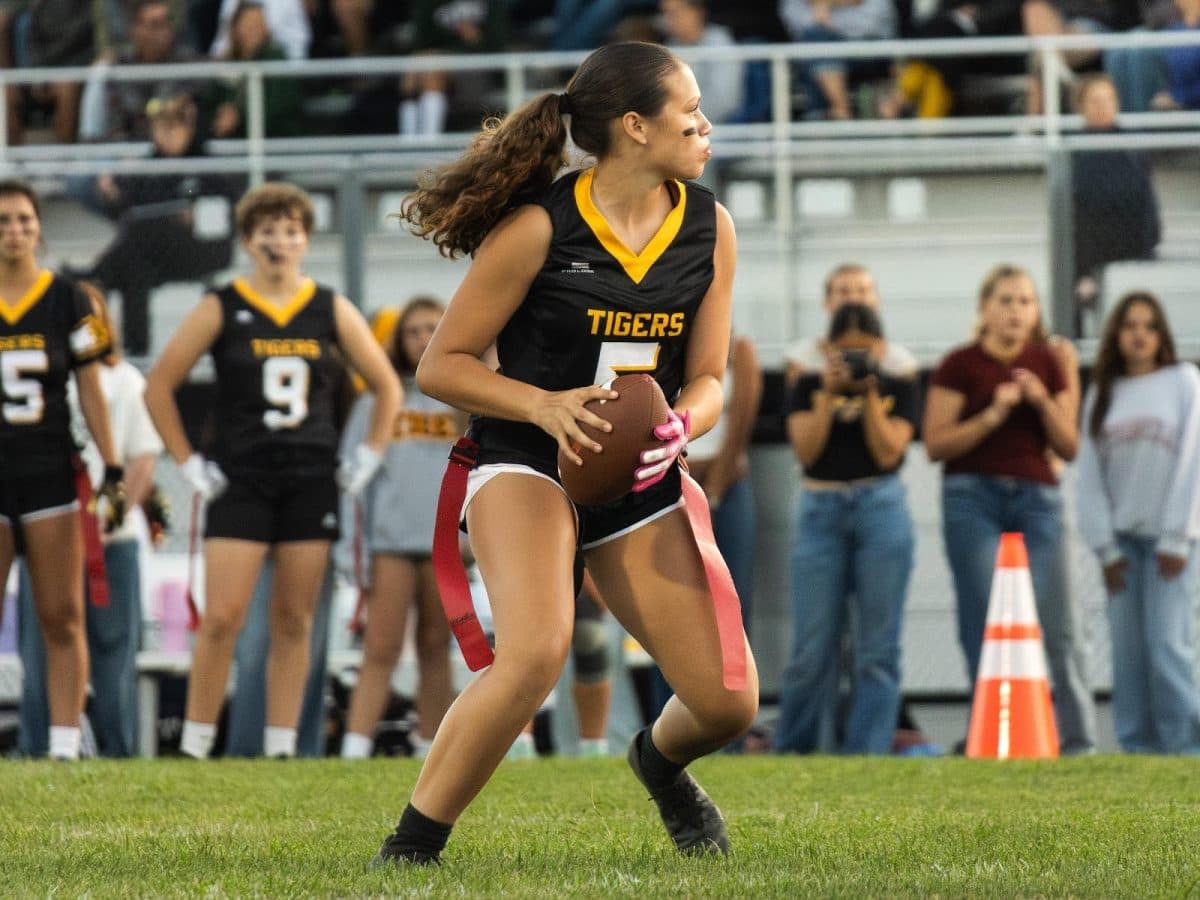 Girls Flag Football action photo 2